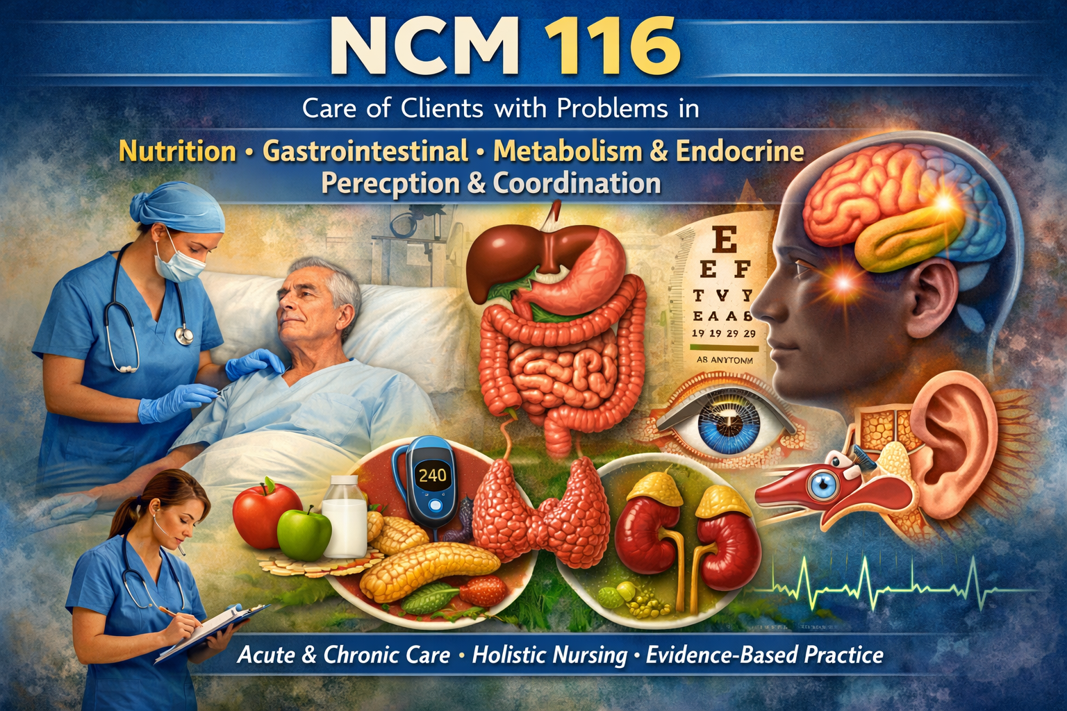 CARE OF CLIENTS WITH PROBLEMS IN NUTRITION, GI, METABOLISM, ENDOCRINE, PERCEPTION AND COORDINATION